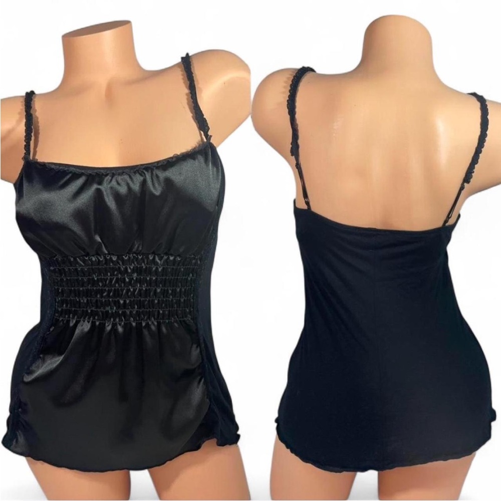XOXO Black Satiny Chemise Camisole
Retro Vintage Made in USA Size M